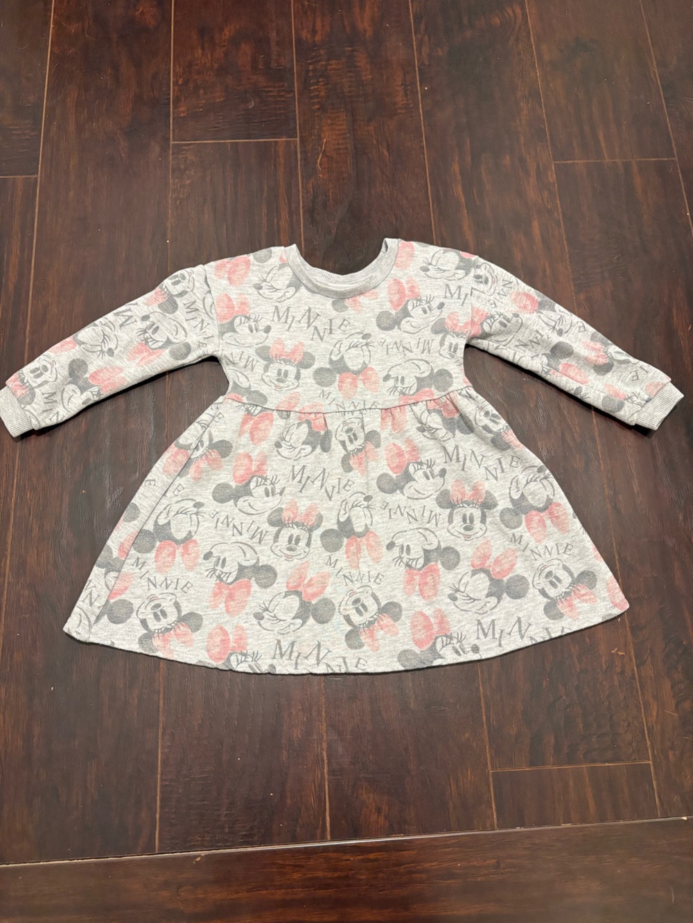 Disney Minnie Mouse Girls 3T Gray Long Sleeve Sweatshirt Skater Dress